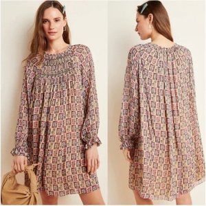 ANTHROPOLOGIE Tanvi Kedia Long Sleeve Taliyah Abstract Shift Dress